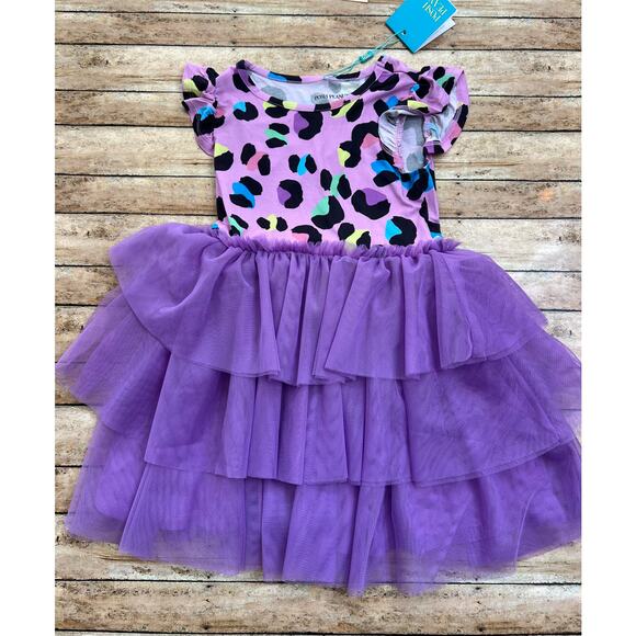 Posh Peanut Electric Rainbow Leopard Bamboo Tulle Dress 5/6 NWT - Picture 1 of 4